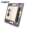 Livolo Gold Plastic Materials EU-Standardfunktionstaste für Audio-Steckdose C7-1AD-13